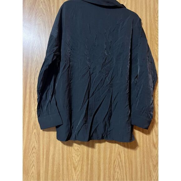 Woman’s Black Button Up Top With Rhinestone Fringe Woman’s Size Large - Picture 9 of 10